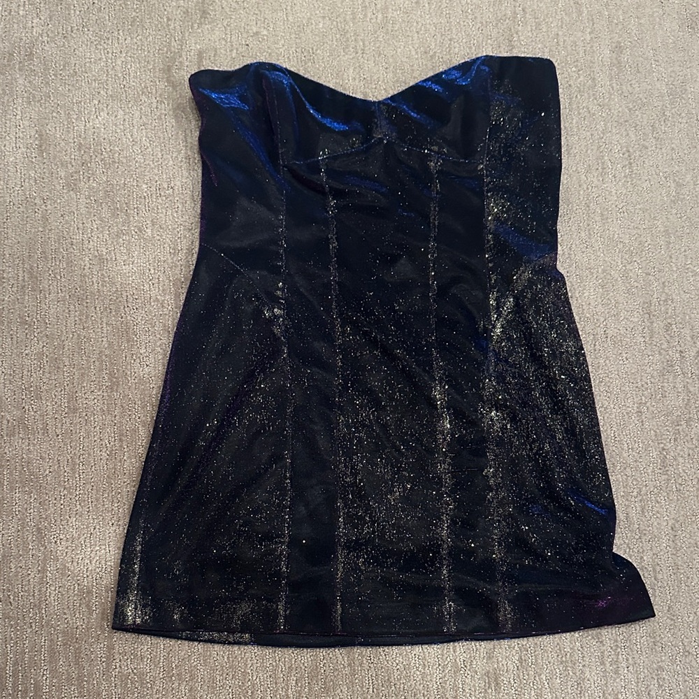 Black Strapless Glitter Dress